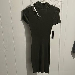 Green skinny long dress